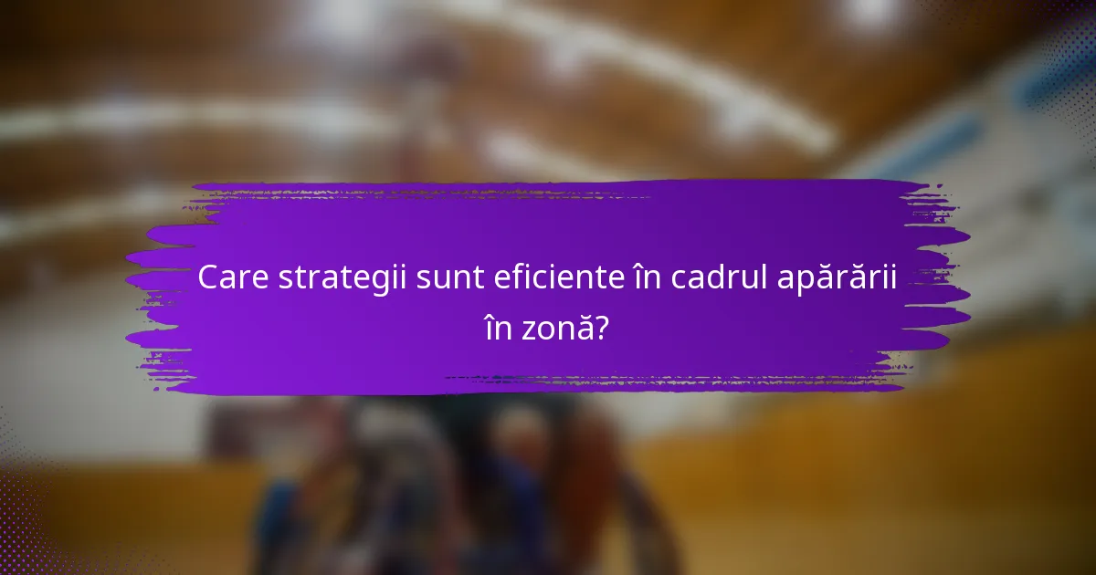 Care strategii sunt eficiente în cadrul apărării în zonă?