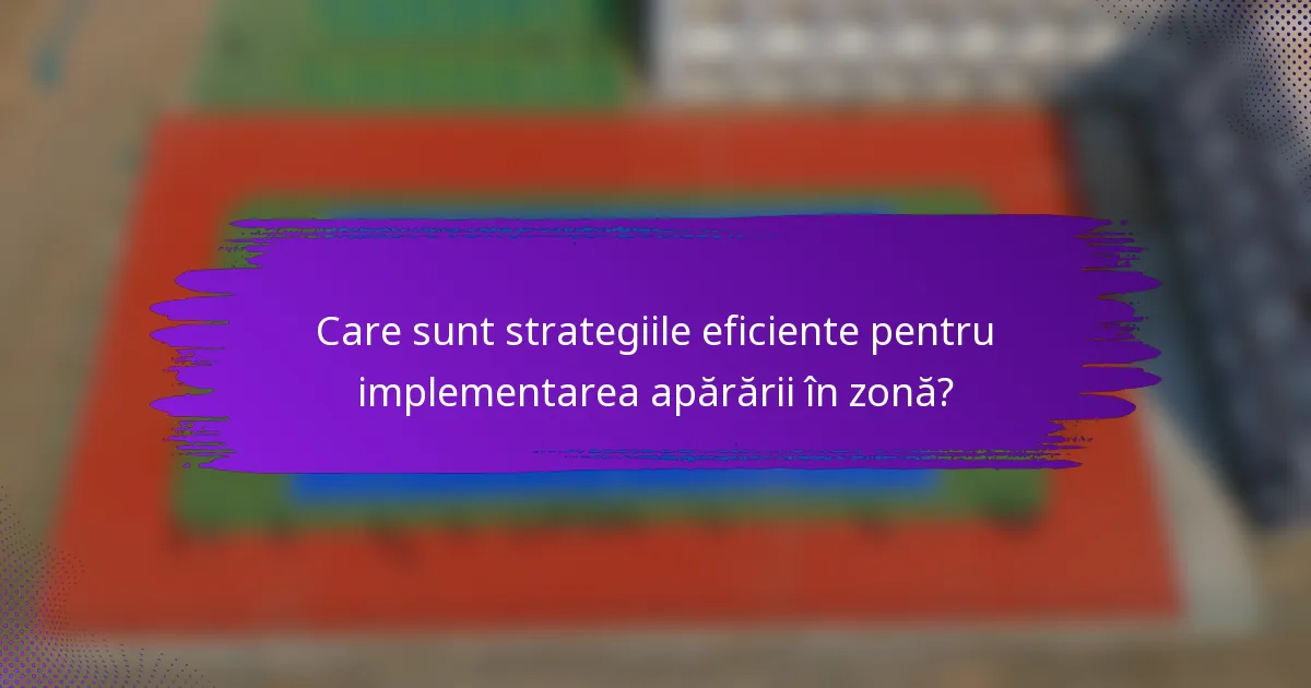 Care sunt strategiile eficiente pentru implementarea apărării în zonă?