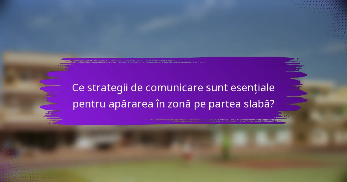Ce strategii de comunicare sunt esențiale pentru apărarea în zonă pe partea slabă?