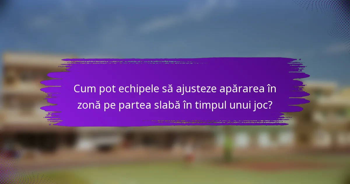 Cum pot echipele să ajusteze apărarea în zonă pe partea slabă în timpul unui joc?